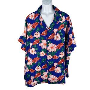 Styled by RJC Shirt Mens 4XL Blue Floral Hibiscus Tropical Hawaiian Vintage USA